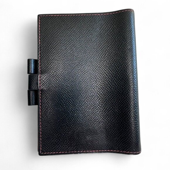 HERMES Black Leather Vision Agenda Cover with Red Stitching/Interior - Like New - Picture 3 of 16